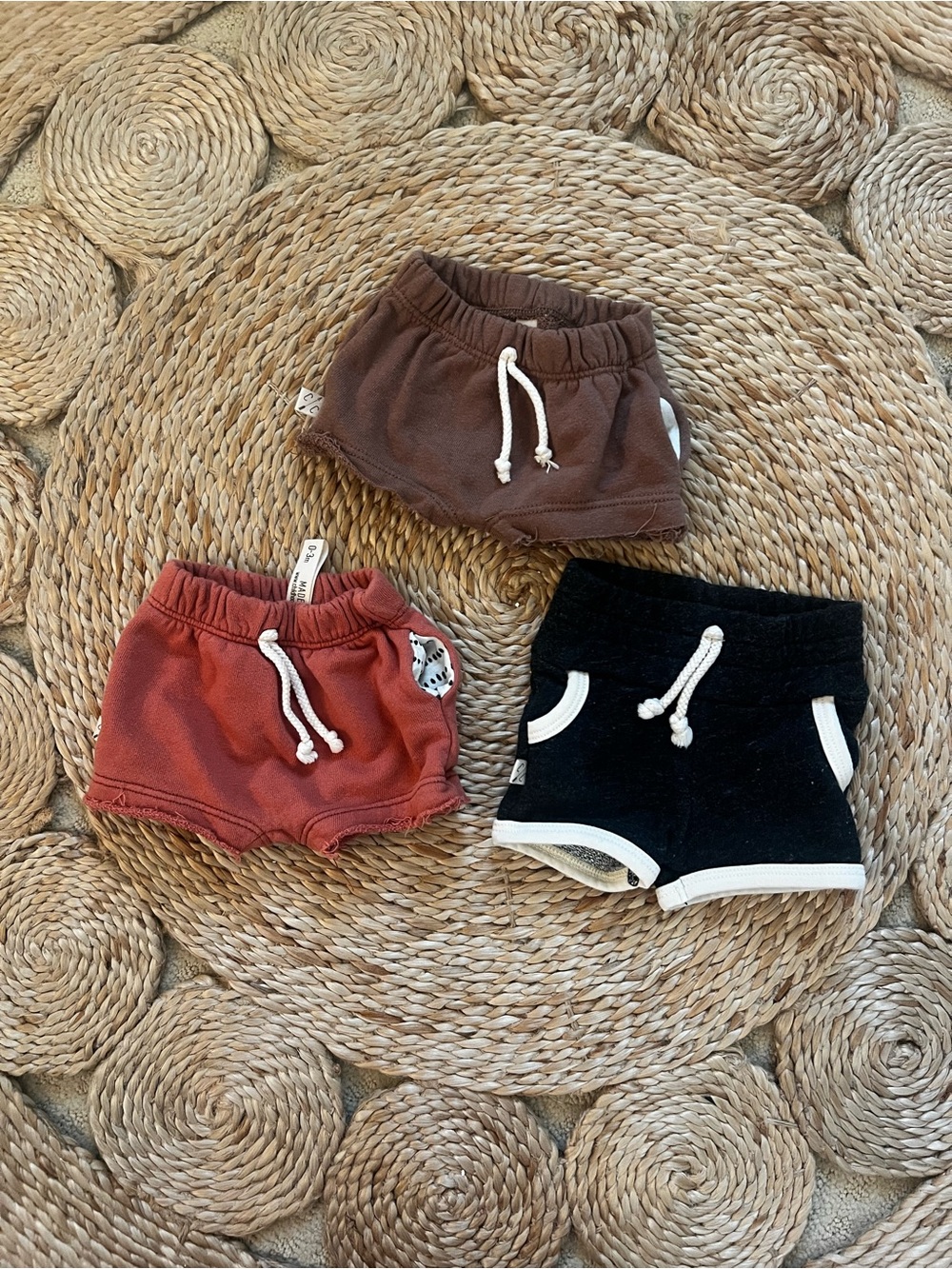 Childhoods Clothing 0-3 month Shorts - Brown, Red, Charcoal Grey